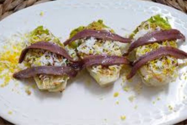 Cogollos con vinagreta de anchoa